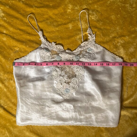 Vintage Victoria’s Secret 90s White Lace Chiffon Lingerie Cami Top Large - Picture 4 of 11